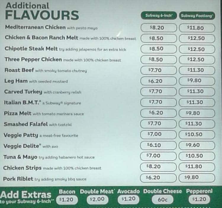 Carta de Subway