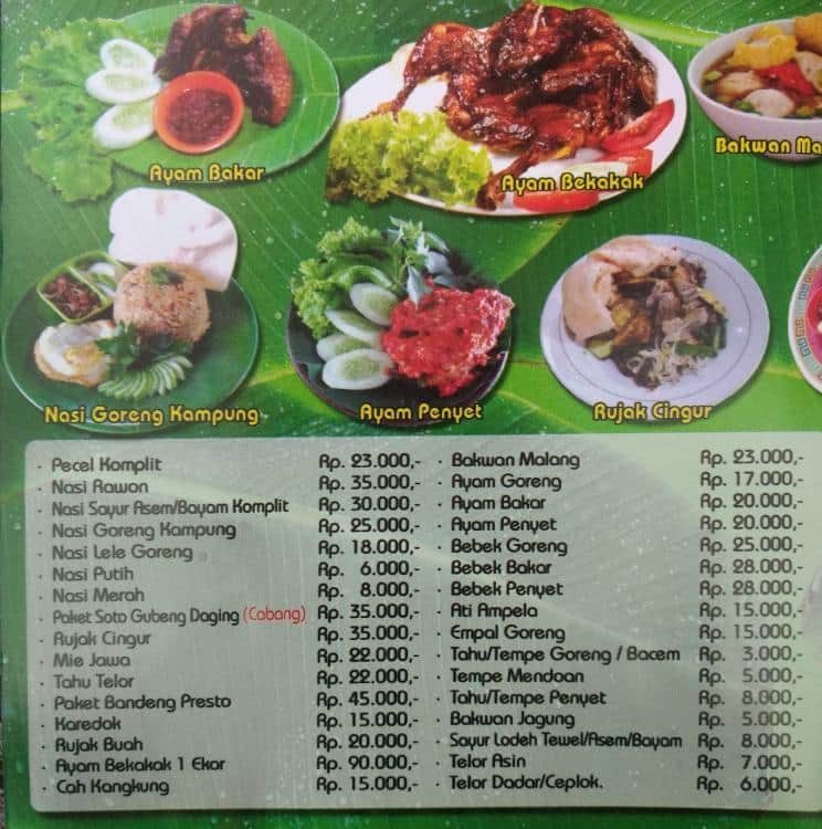 Pecel Pincuk Godong Ijo Menu, Menu for Pecel Pincuk Godong Ijo, Bintaro ...