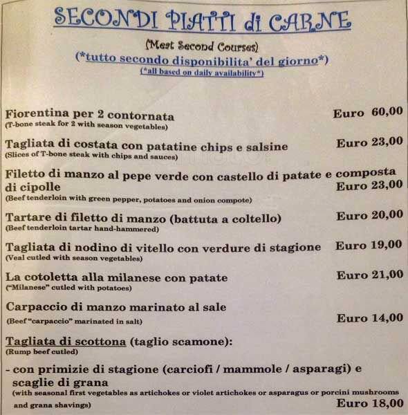 Menu At Trattoria La Vecchia Guardia Restaurant Milan