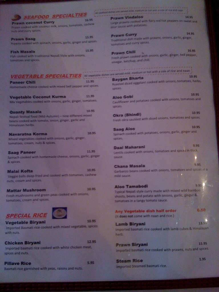 Menu At Himalayan Kitchen 360 S State St Restaurant Prices