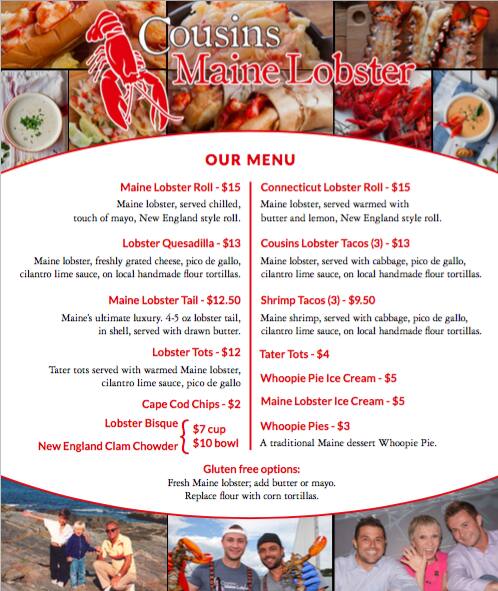 Cousins Maine Lobster Menu Menu For Cousins Maine Lobster Lovefield Dallas