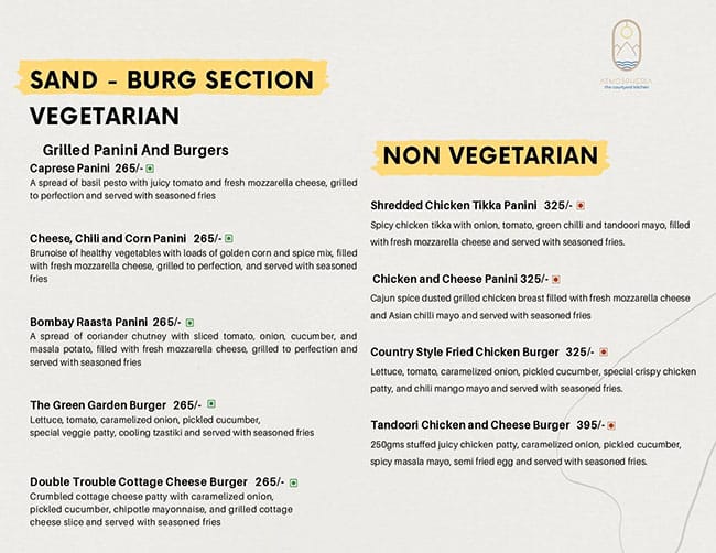 Menu at Atmospheria The Courtyard Kitchen, Raipur