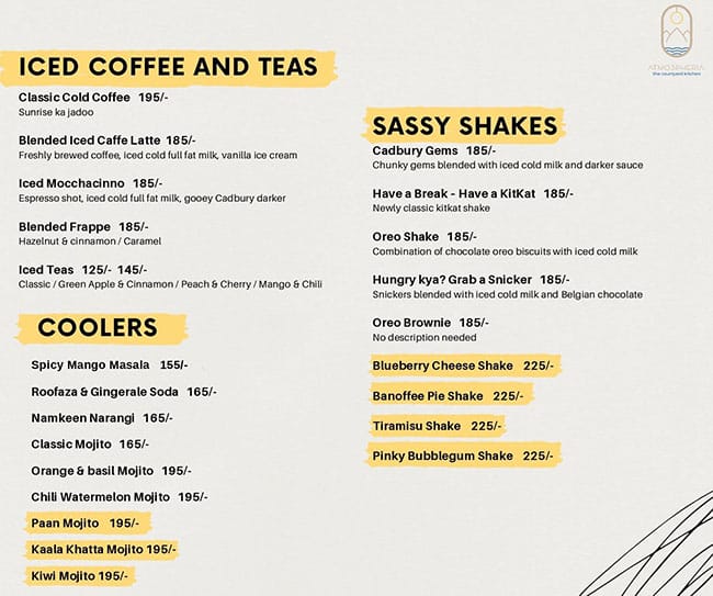 Menu at Atmospheria The Courtyard Kitchen, Raipur