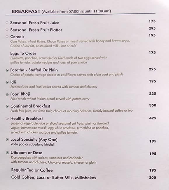Hotel Celebration Lavasa-Hotel in Lavasa menu