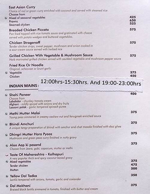 Hotel Celebration Lavasa-Hotel in Lavasa menu
