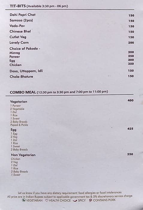 Hotel Celebration Lavasa-Hotel in Lavasa menu