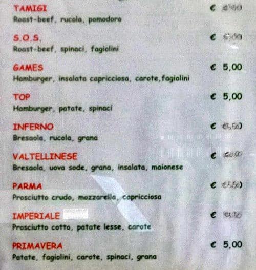 Menu de Caffè Italiano