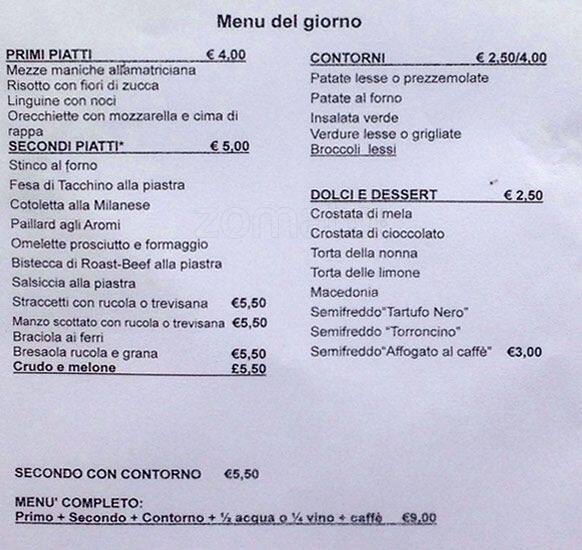 Menu de Caffè Italiano