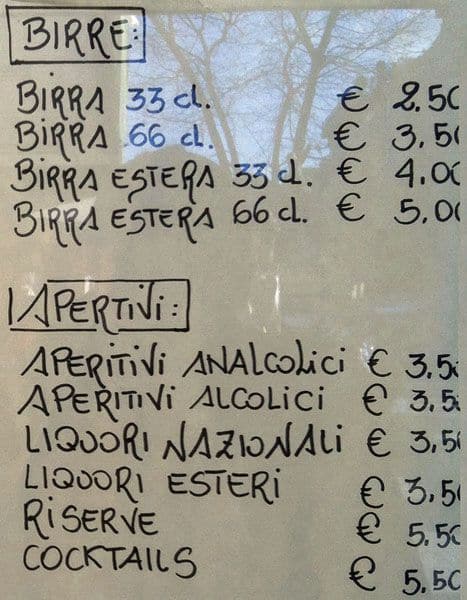 Menu di Caffè Camerino 
