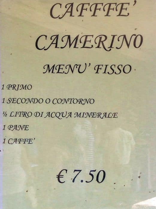 Menu di Caffè Camerino 