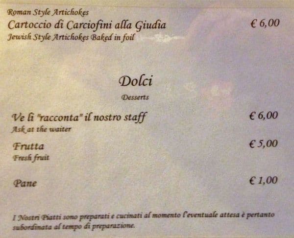 Menu di Antico Caffè Del Moro 