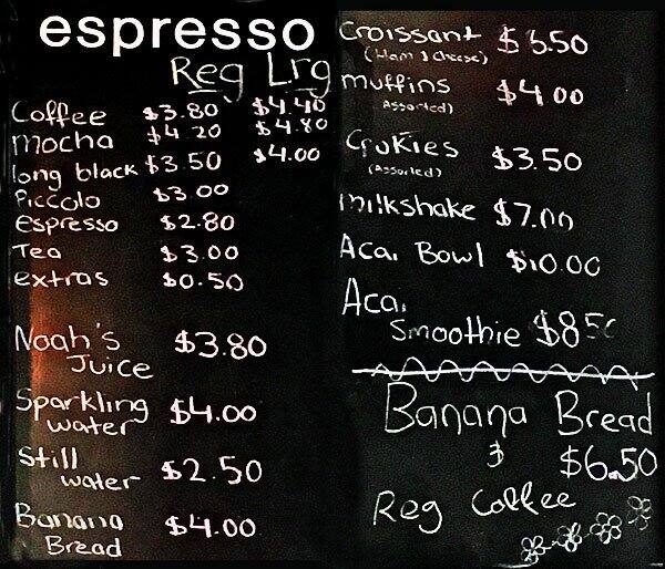 XS Espresso Menu, Menu for XS Espresso, Wetherill Park, Sydney
