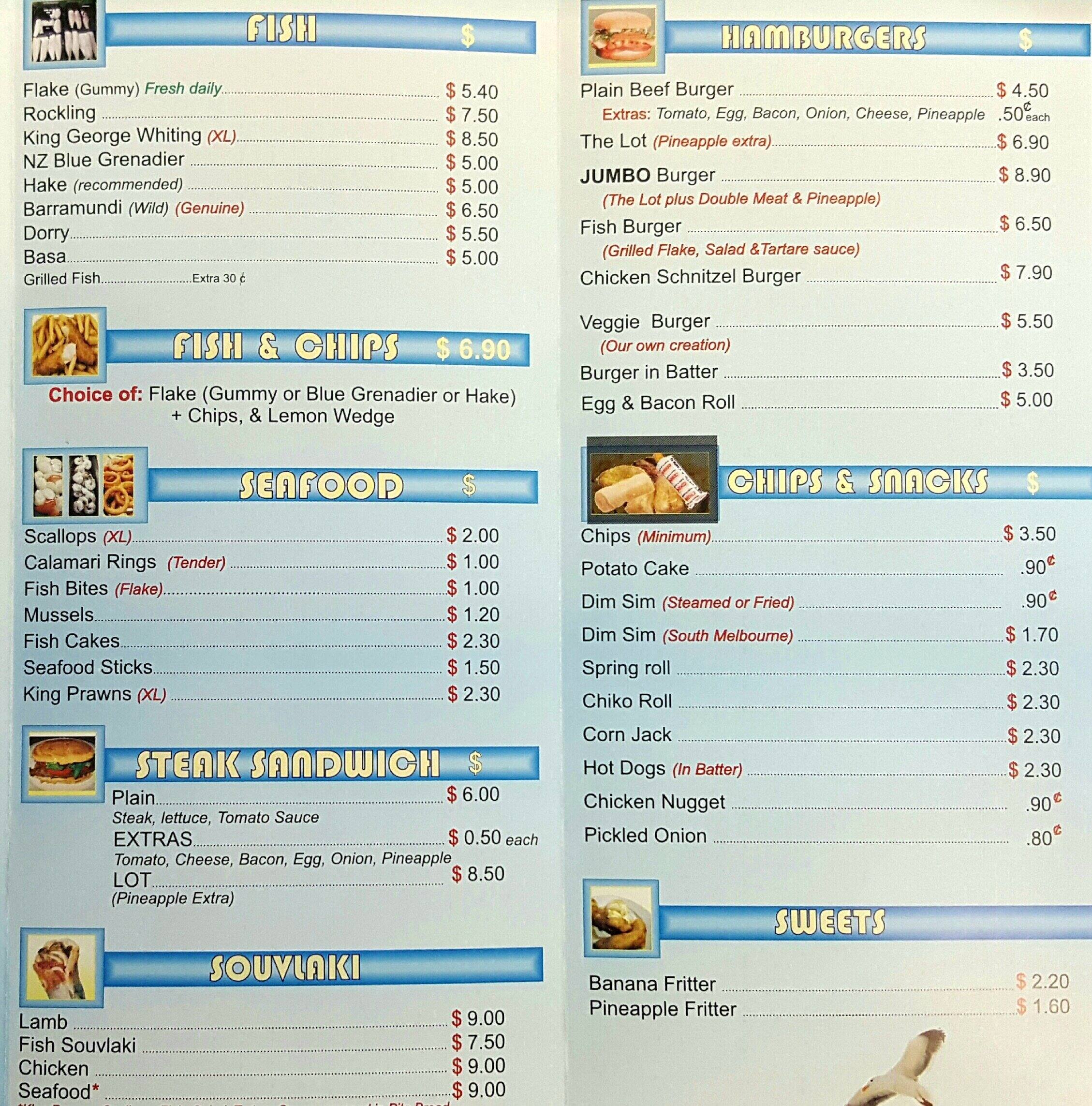 Sea Mist Fish & Chippery Menü Urbanspoon/Zomato