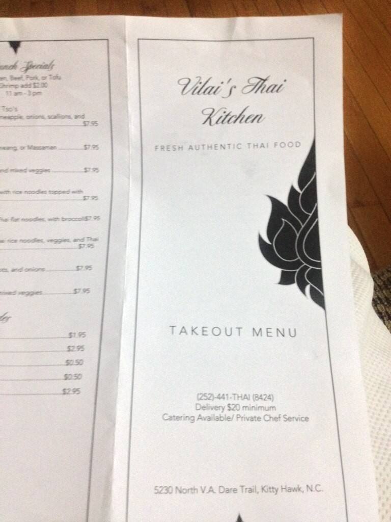 Vilai Thai Kitchen Menu Menu For Vilai Thai Kitchen Kitty Hawk