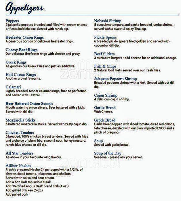AllStar Wings & Ribs Menu, Menu for AllStar Wings & Ribs, Mississauga, Toronto Urbanspoon/Zomato