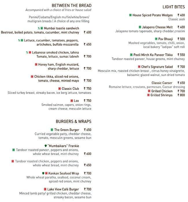 Lake View Cafe Renaissance Hotel Menu Zomato