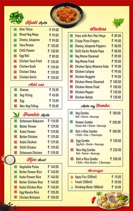 Rolls on Wheels - Shawarma & Wraps menu