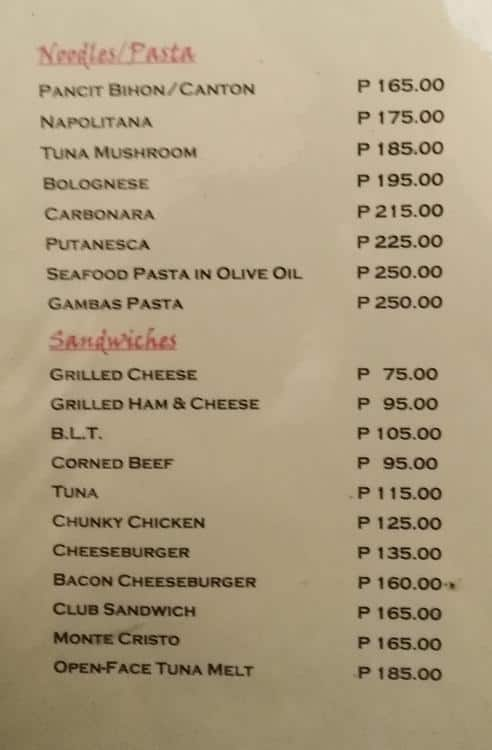 Menu at Marso Cafe & Restaurant, Manila