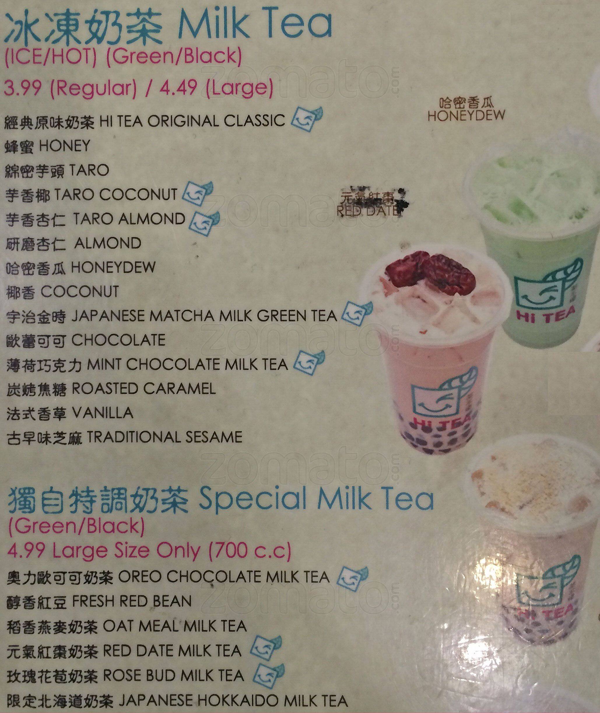 Hi Tea menu