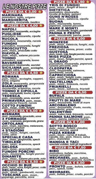 Menu di Volidas 