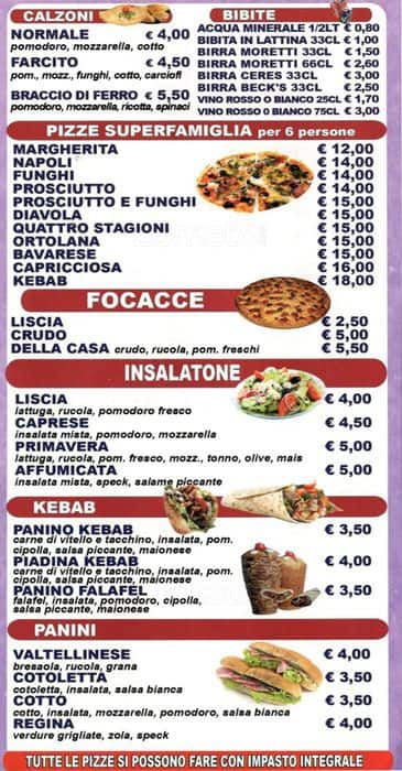 Menu di Volidas 