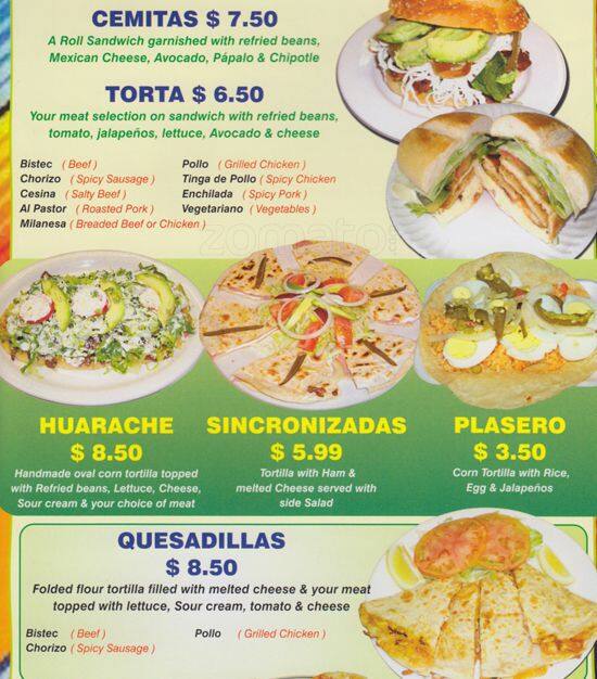 Menu at El Mil Sabores Mexican Food restaurant, West New York, 695 9th Ave