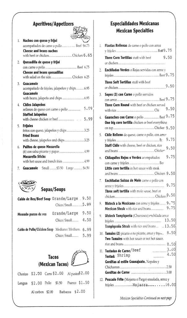 Mi Fondita Mexicana y Cafe Menu Urbanspoon/Zomato