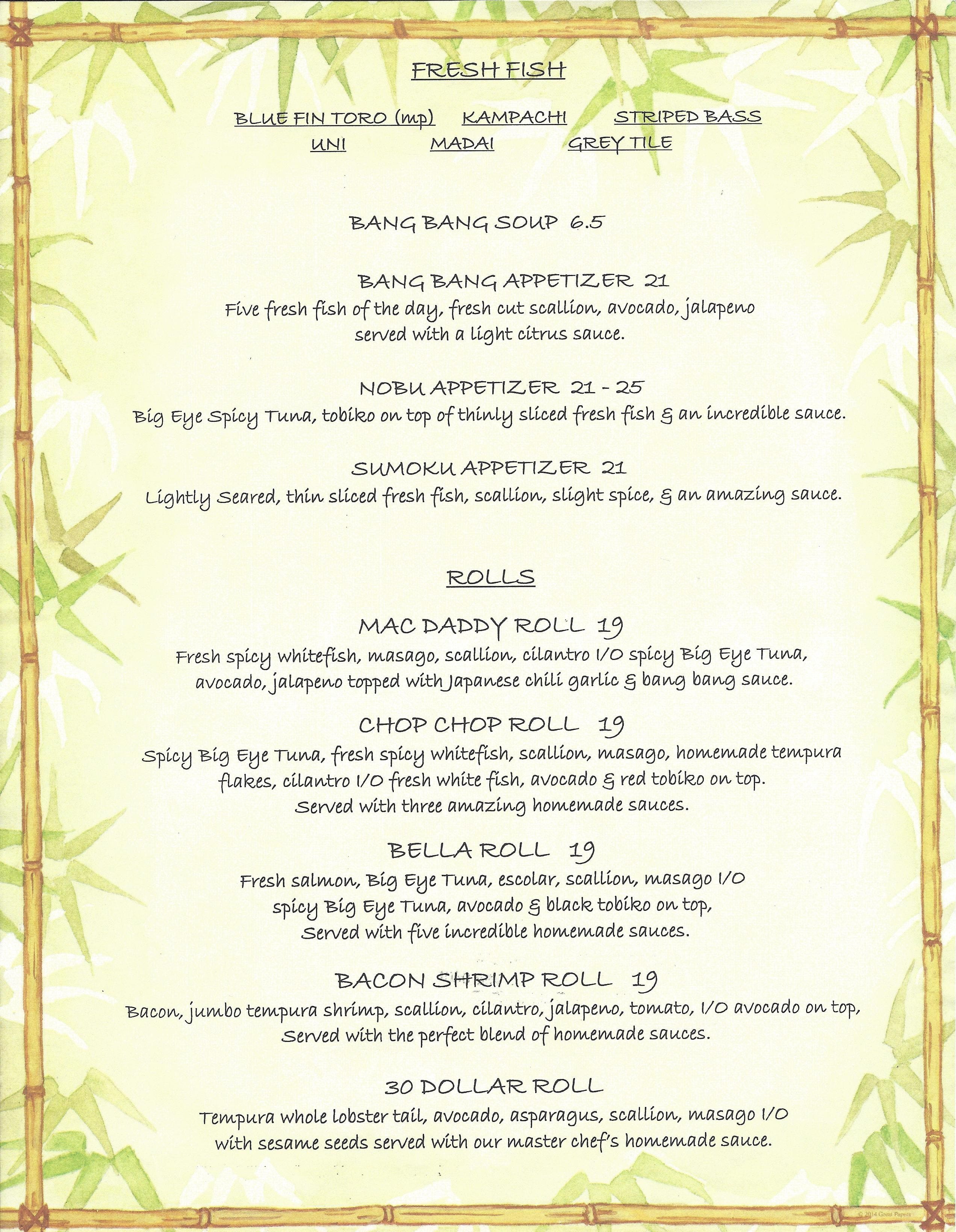 Sushi Bang Bang Menu, Menu for Sushi Bang Bang, Boynton Beach, Miami ...