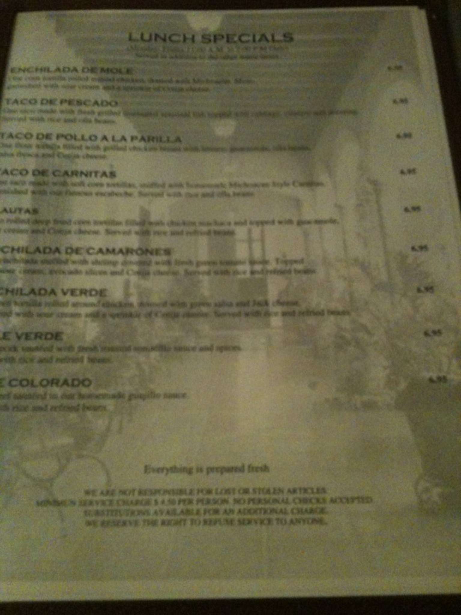 La Hacienda Mexican Menu, Menu for La Hacienda Mexican, Gilroy