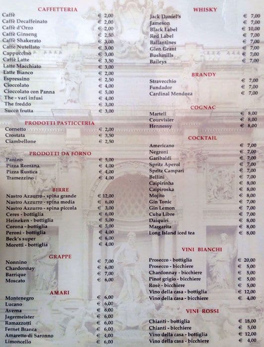 Menu di Bar dei gemelli 