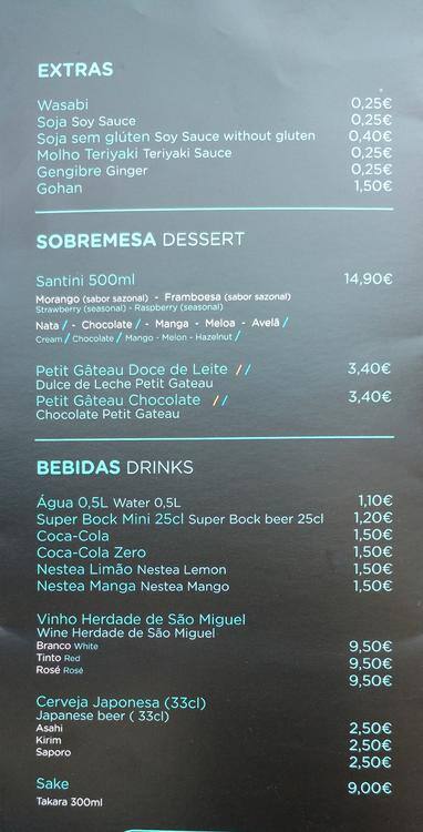 Aruki Sushi Delivery, Avenida da Liberdade Menu