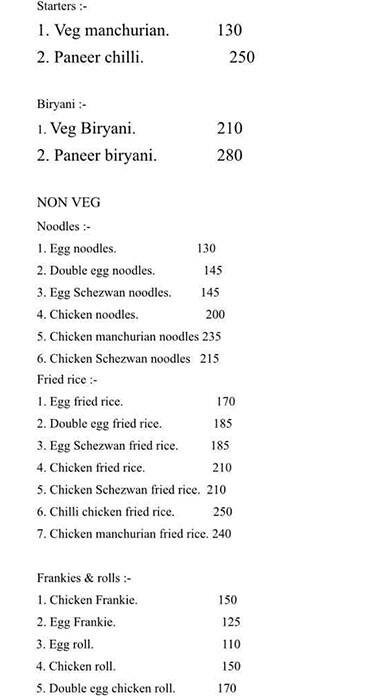 TFC tollywood food court menu