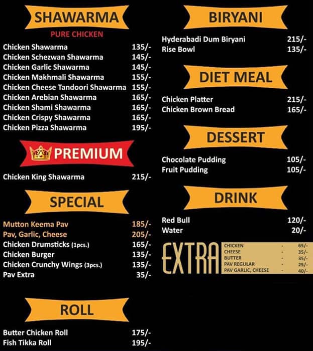 Menu at Shawarma king 140, Indore