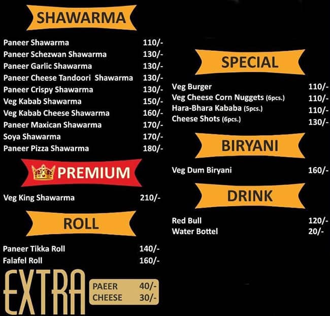 Menu at Shawarma king 140, Indore