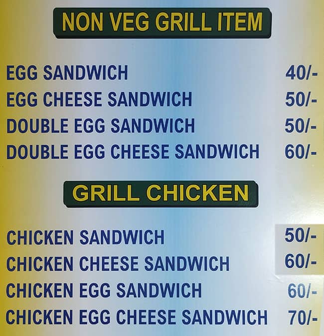 Menu of Sandwich Hut, Esplanade, Kolkata
