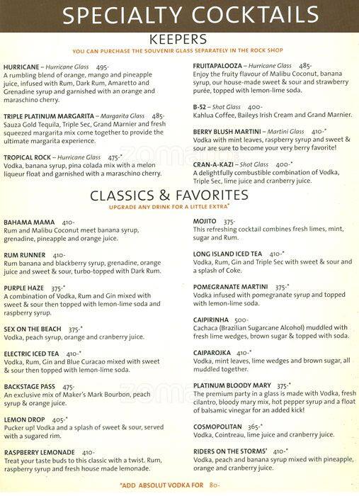 Hard Rock Cafe Delhi Menu Prices Hard Rock Cafe Delhi Menu Prices
