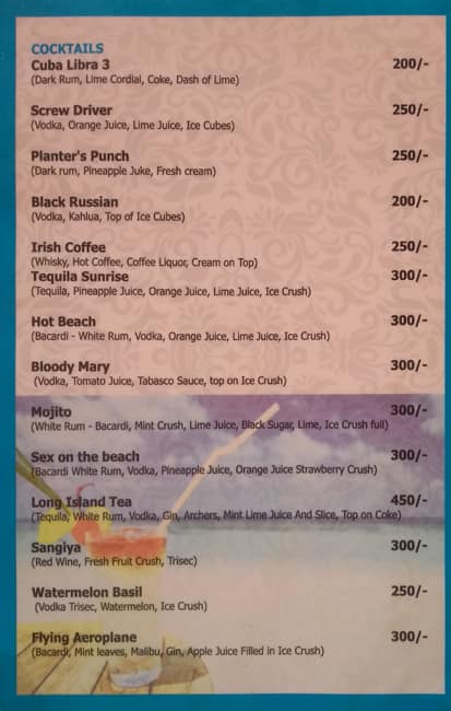H2O menu
