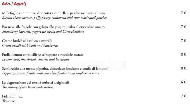 Menu di BYS MILANO 