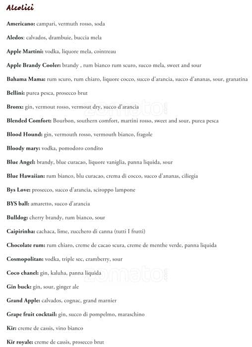 Menu di BYS MILANO 