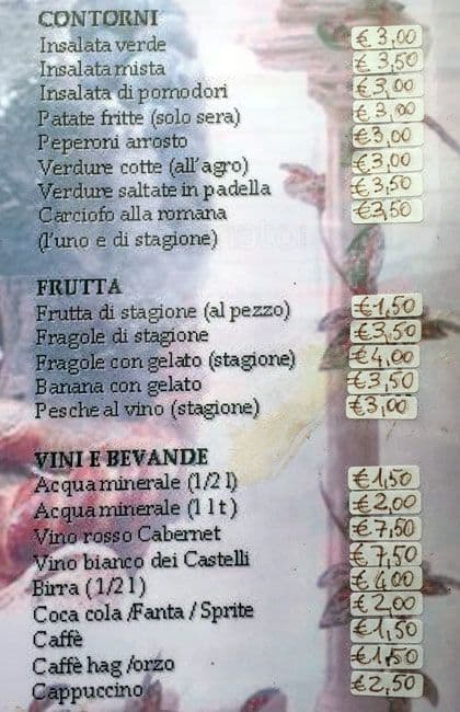 Menu di Trattoria Al Varesino 