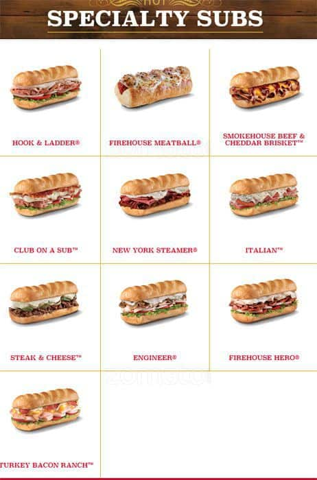 Firehouse Subs Menu, Menu for Firehouse Subs, Oceanside, San Diego