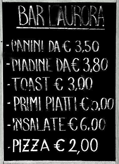 Menu di Bar Tabacchi L'Aurora 
