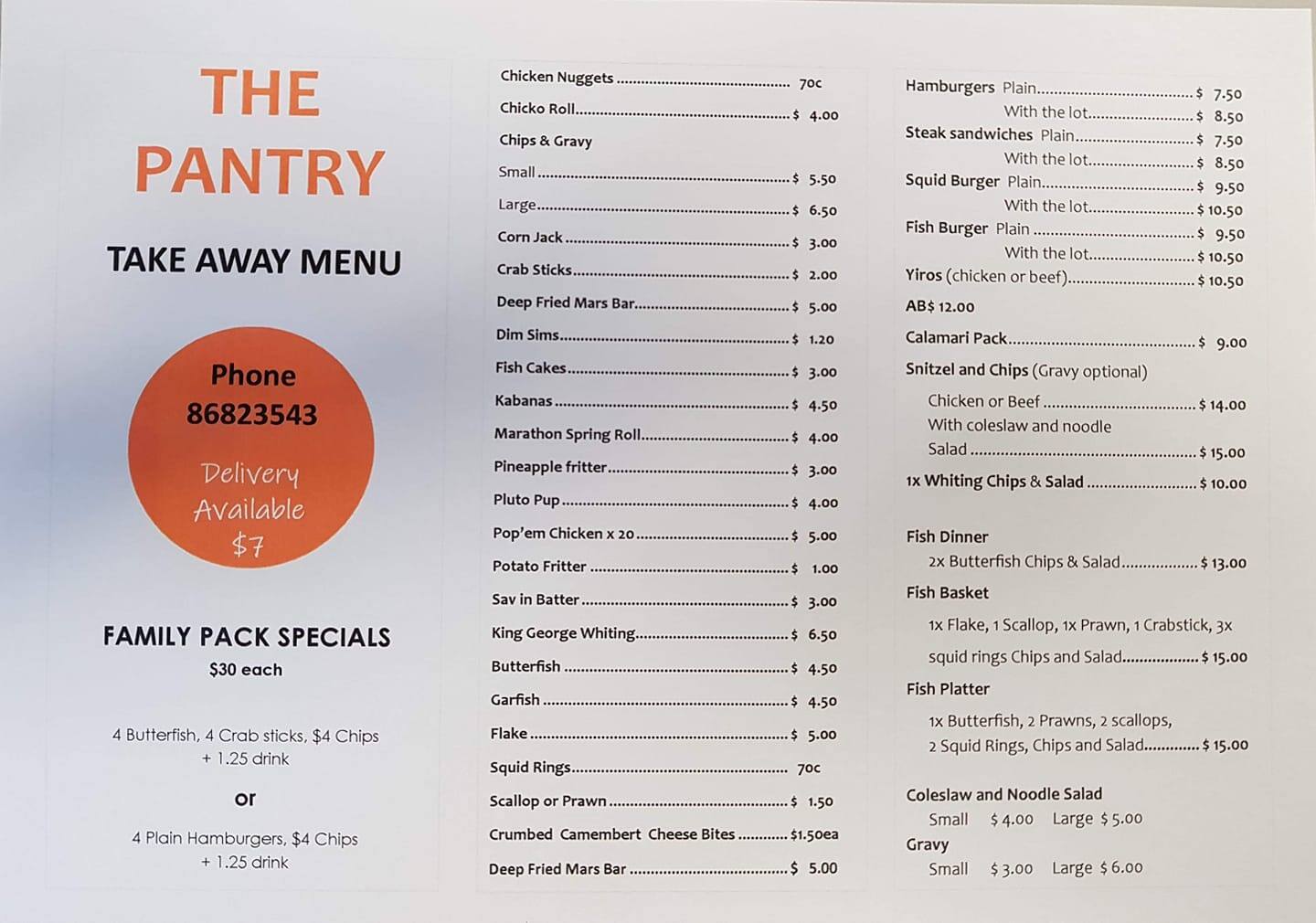 The Pantry Menu Menu For The Pantry Port Lincoln Port Lincoln