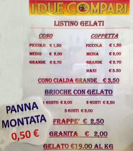 Menu di I Due Compari 