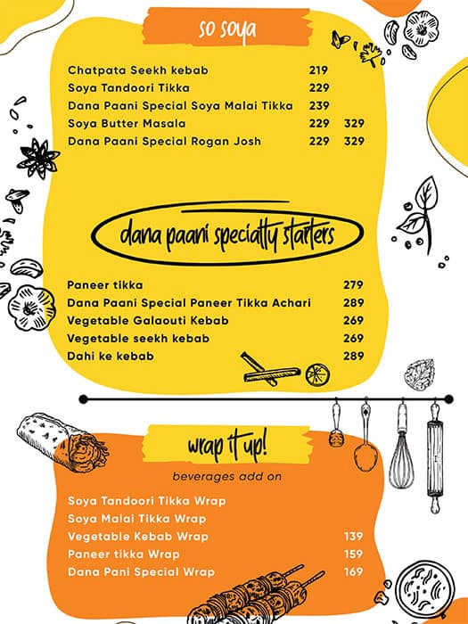 Dana Paani menu