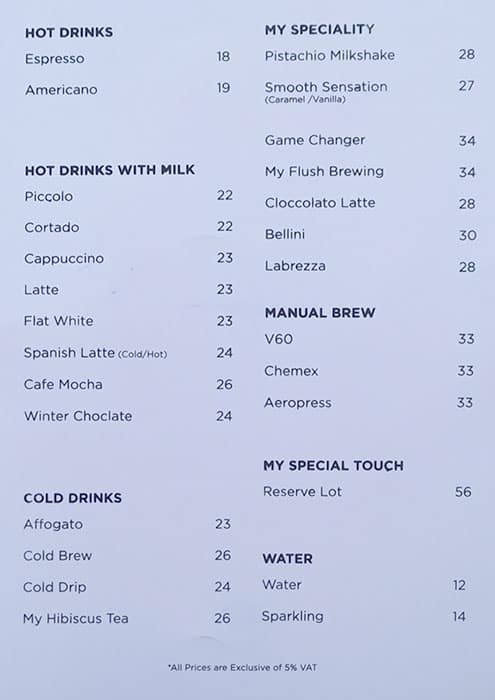 Menu Of My - Speciality Coffee, Jumeirah 2, Dubai