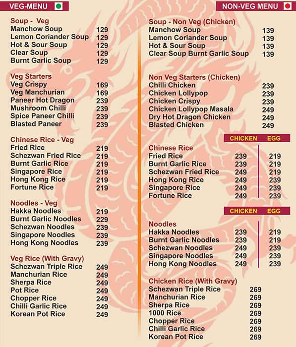 Menu of Ming Ching Express, Wakad, Pune