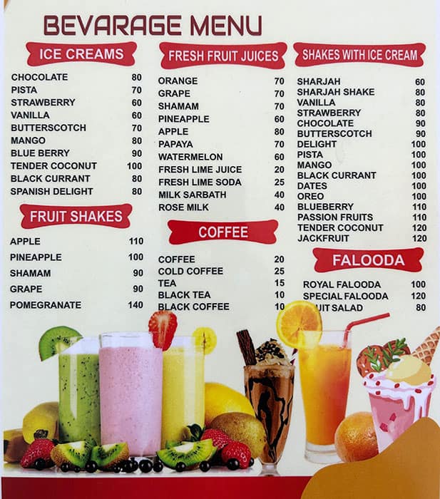 Menu of Society Cakes & Cafe, Aluva, Kochi