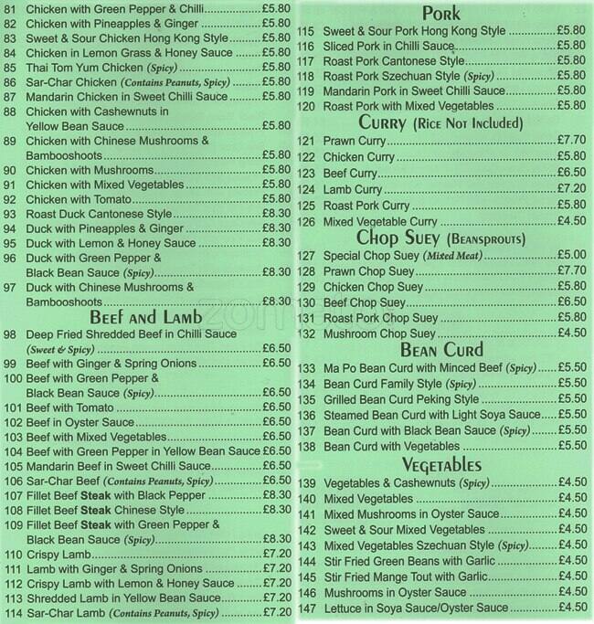 Menu at Magic Wok restaurant, London, 5-6 Central Parade