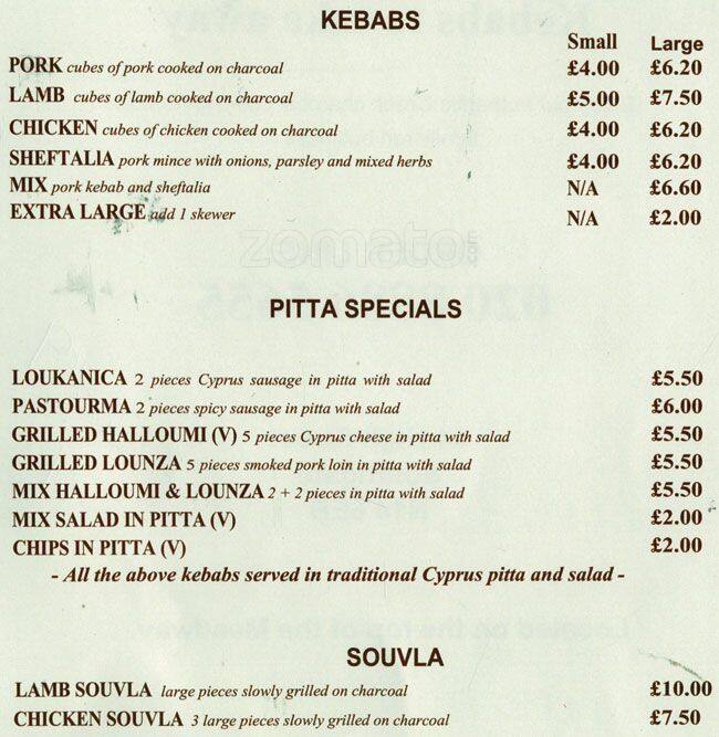 Vasilis Menu, Menu for Vasilis, Southgate, London Zomato UK